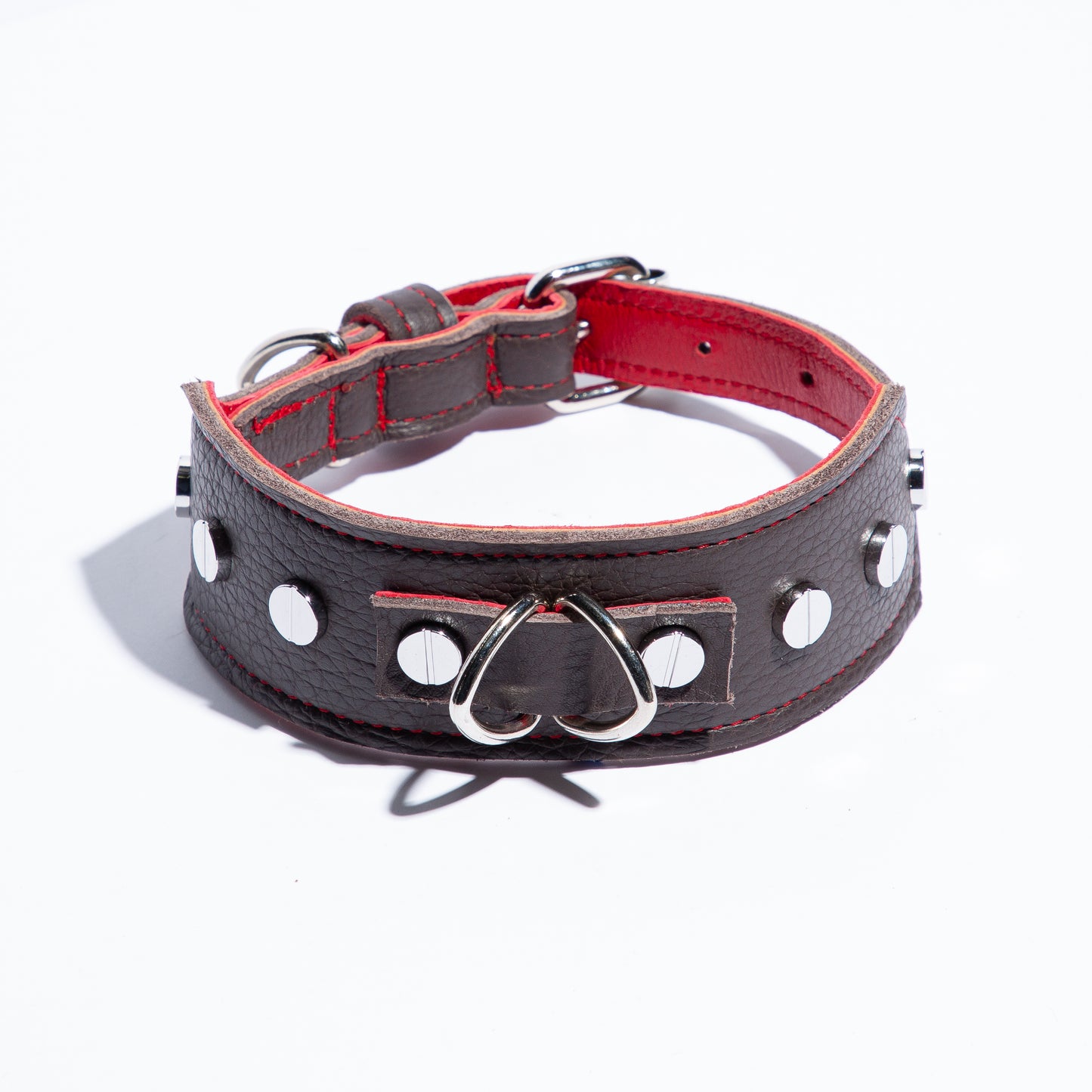Flat Head Collar in Black with Red
