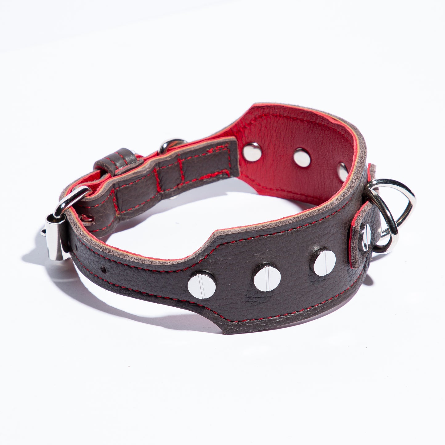 Flat Head Collar in Black with Red